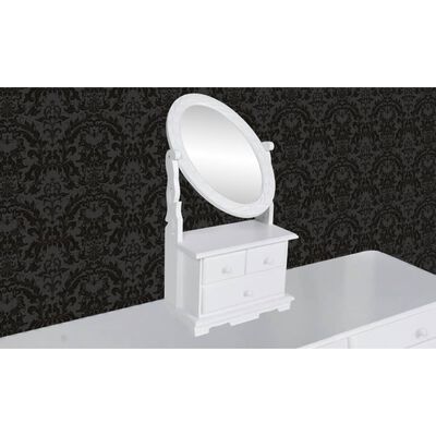 vidaXL Toaletka z obrotowym, owalnym lustrem, MDF
