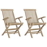 vidaXL Składane krzesła ogrodowe, 2 szt., szare, 56x61x89 cm, tekowe