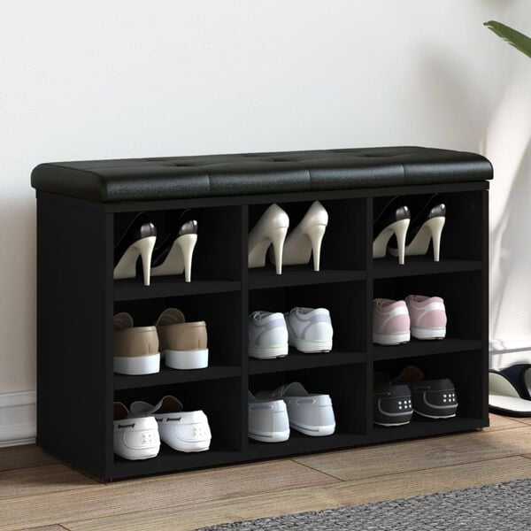 vidaXL Ławka na buty, czarna, 82x32x50 cm, materiał drewnopochodny