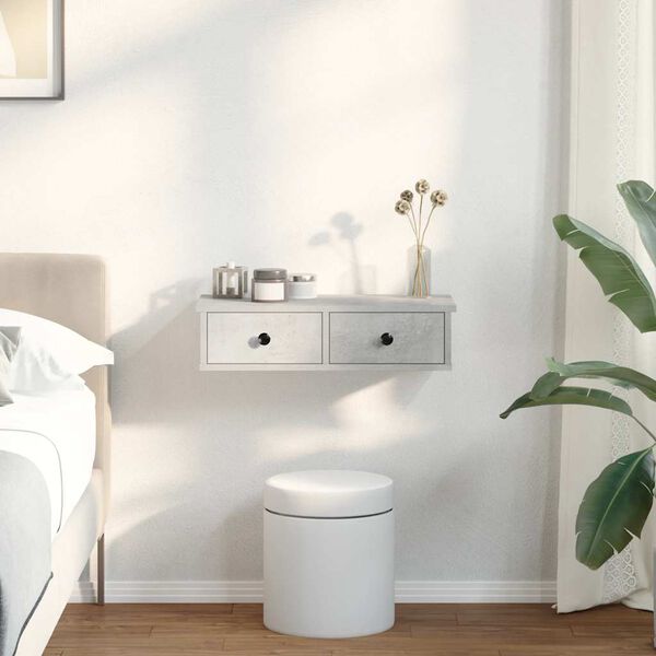 vidaXL Półka ścienna z szufladami, szarość betonu, 60x28x15 cm