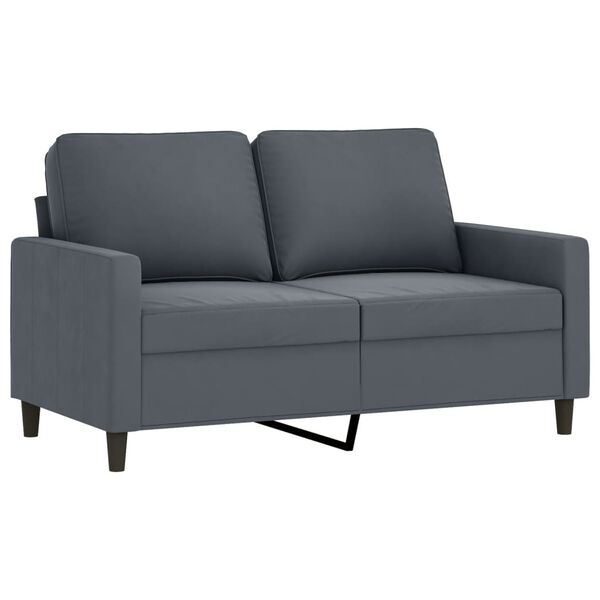 vidaXL Sofa 2-osobowa, ciemnoszary, 120 cm, tapicerowana aksamitem