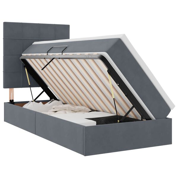 vidaXL Ł&oacute;żko z miejscem na przechowywanie i LED Ciemnoszary Aksamit