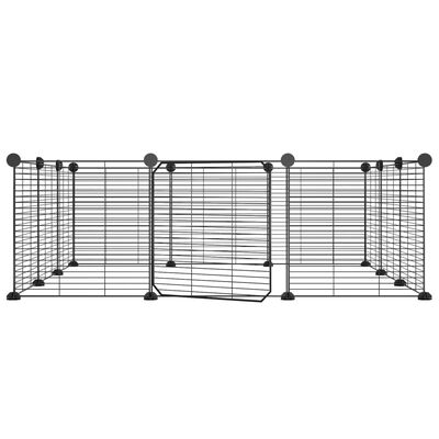 vidaXL Klatka dla zwierząt z bramką, 12 paneli, czarna, 35x35 cm, stal