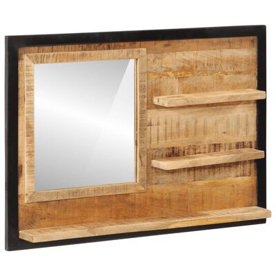 vidaXL Lustro z półkami, 80x8x55 cm, szkło i lite drewno mango