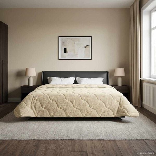 vidaXL Kołdra na cały rok Kwiłtowany Kremowy 220 x 240 cm