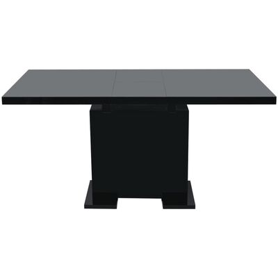vidaXL Rozkładany stół jadalniany, czarny na wysoki połysk