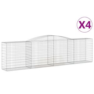 vidaXL Kosze gabionowe, 4 szt, 400x50x100/120 cm, galwanizowane żelazo