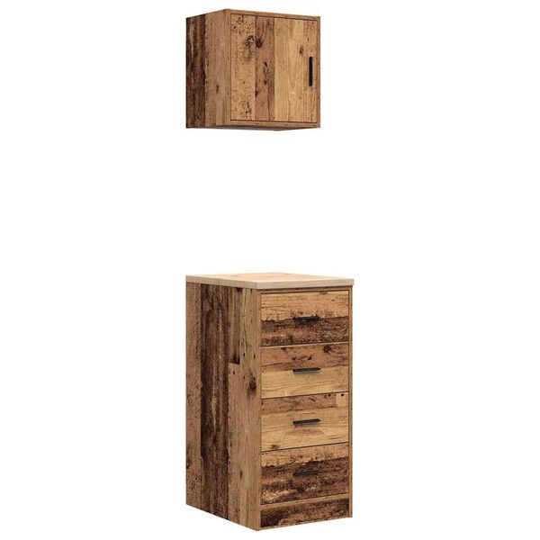 vidaXL Szafki garażowe 2 szt. Stare drewno Drewno klejone