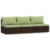 vidaXL 3-osobowa sofa ogrodowa z poduszkami, polirattan, brązowa