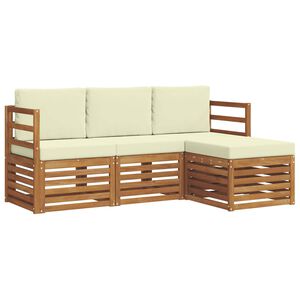 vidaXL Zestaw sof na zewnątrz z poduszką 4 pcs Naturalny i Kremowy