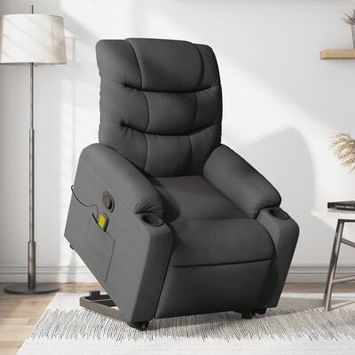 vidaXL Podnoszony fotel masujący, rozkładany, ciemnoszary, tkanina