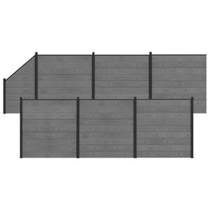 vidaXL Zestaw ogrodzeniowy 1138 x 186 cm WPC i aluminium Szary
