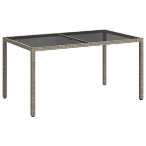 vidaXL St&oacute;ł ogrodowy, 150x90x75 cm, szkło i rattan PE, szary