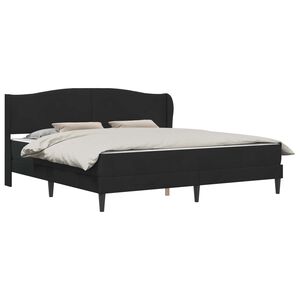 vidaXL Ramka ł&oacute;żka Z zagł&oacute;wkiem Czarny 200 x 200 cm Welur