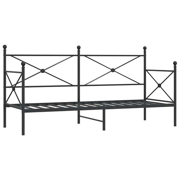 vidaXL Ł&oacute;żko dzienne bez materaca czarne 90x200 cm stalowe