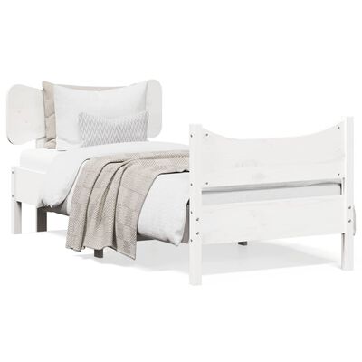 vidaXL Rama łóżka z wezgłowiem, biała, 90x200 cm, lite drewno sosnowe