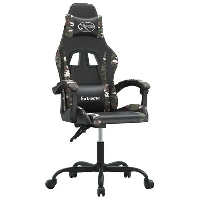 vidaXL Obrotowy fotel gamingowy, czarny i moro, sztuczna skóra