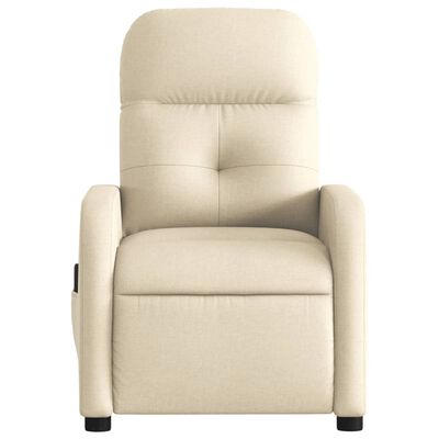 vidaXL Rozkładany fotel masujący, elektryczny, kremowy, tkanina