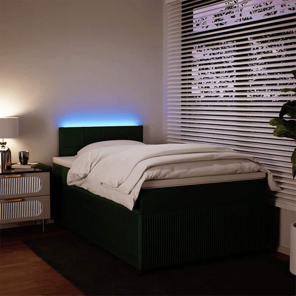 vidaXL Ł&oacute;żko kontynentalne z materacem, ciemnozielone, 120x200 cm