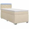 vidaXL Ł&oacute;żko Box Spring z materacem i LED kremowy 100 x 200 cm tkanina