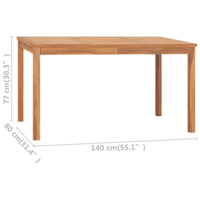 vidaXL Stół ogrodowy, 140x80x77 cm, lite drewno tekowe