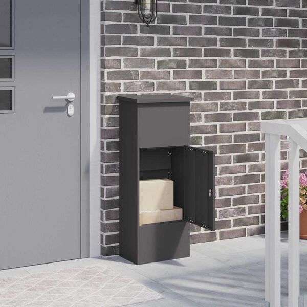 vidaXL Skrzynka na przesyłki Czarny 44,5 x 29 x 110,5 cm Stal