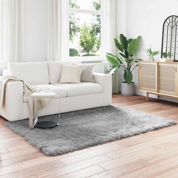 vidaXL Sztuczny Dywan Sk&oacute;rzany Tafalla Szary 160 x 230 cm Poliester