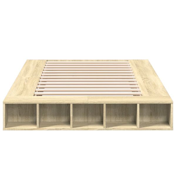 vidaXL Rama ł&oacute;żka, dąb sonoma, 120x190 cm, materiał drewnopochodny
