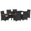 vidaXL Zestaw do jadalni w ogrodzie 7 pcs Czarny polirattan