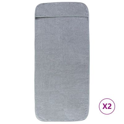 vidaXL Ręczniki plażowe, 2 szt., szare, 75x200 cm, tkanina, 400 g/m²