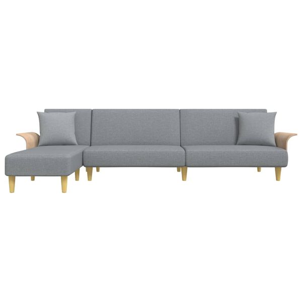 vidaXL Sofa rozkładana L, jasnoszara, 279x140x70 cm, tkanina