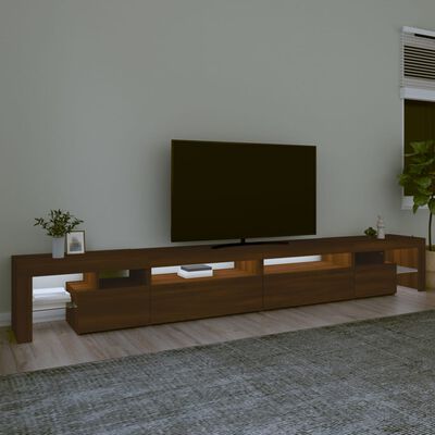 vidaXL Szafka pod TV z oświetleniem LED, brązowy dąb, 290x36,5x40 cm