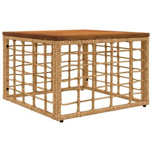 vidaXL St&oacute;ł Ogrodowy naturalny 55 x 55 x 37 cm Rattan PE i Szkło