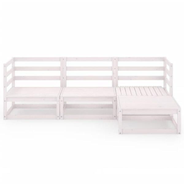 vidaXL 4-cz. zestaw mebli wypoczynkowych do ogrodu, biały, sosnowy