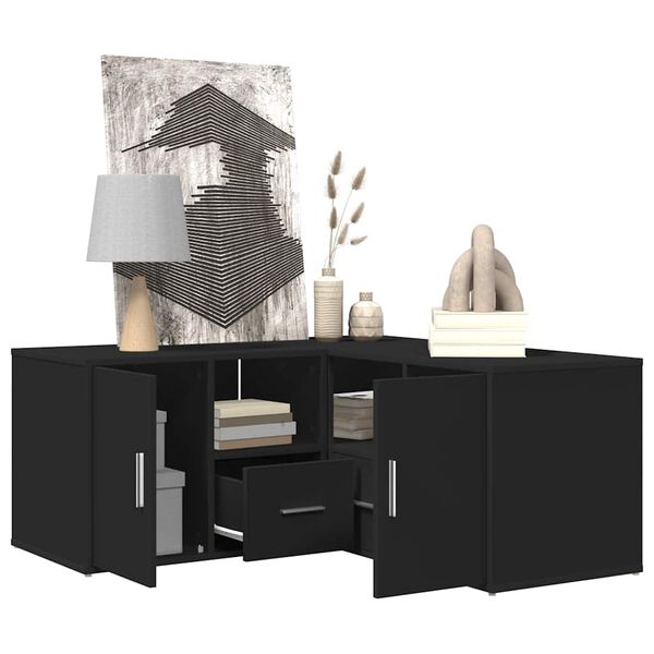 vidaXL Szafka narożna, czarna, 160x40x45 cm, materiał drewnopochodny
