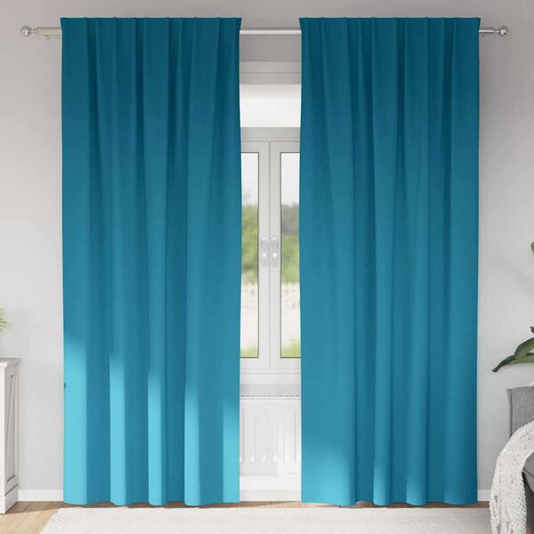 vidaXL Firany blackout z k&oacute;łkami 2 pcs Turkusowy 225 x 140 cm