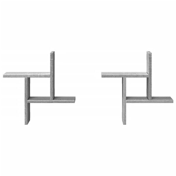 vidaXL P&oacute;łki ścienne, 2 szt., szary dąb sonoma, 38x12x38 cm