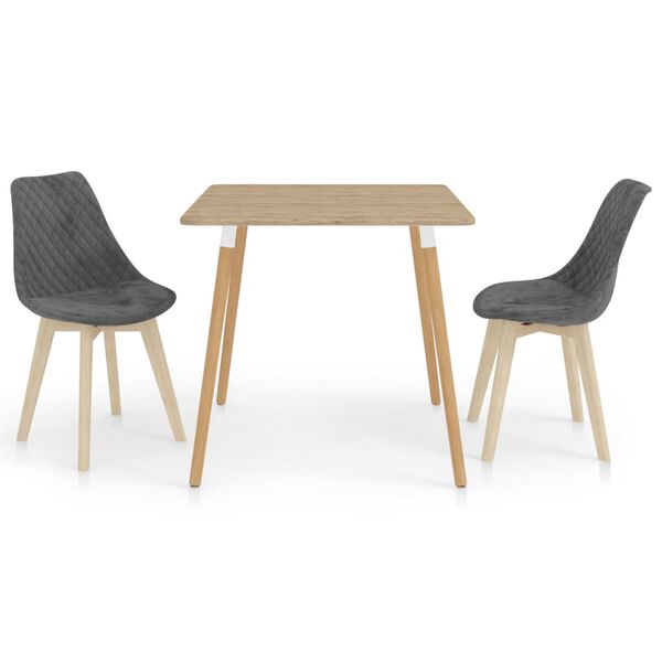 vidaXL 3-częściowy zestaw mebli jadalnianych, szary