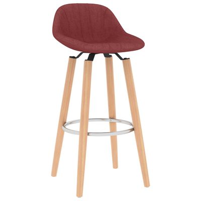 vidaXL Krzesła barowe, 2 szt., czerwone wino, tapicerowane tkaniną