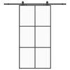 vidaXL Drzwi przesuwne z zestawem okuć czarne 102x205 cm ESG szkło