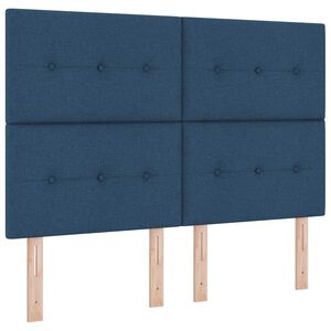 vidaXL Ł&oacute;żko sprężynowe z paskami LED Niebieski 140 x 190 cm tkanina