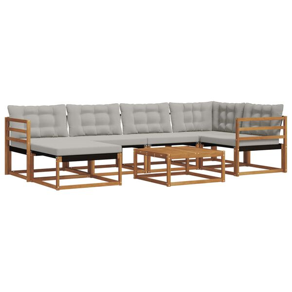 vidaXL Zestaw sof na zewnątrz z poduszką 7 pcs Naturalny i Jasny Szary