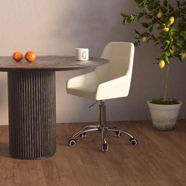vidaXL Obrotowe krzesło biurowe, kremowe, tapicerowane tkaniną