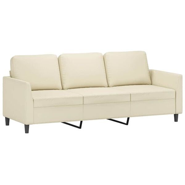 vidaXL 3-osobowa sofa, kremowa, 180 cm, sztuczna sk&oacute;ra