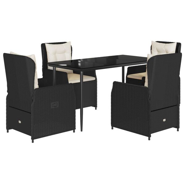 vidaXL 5-cz. zestaw mebli ogrodowych z poduszkami, czarny, polirattan