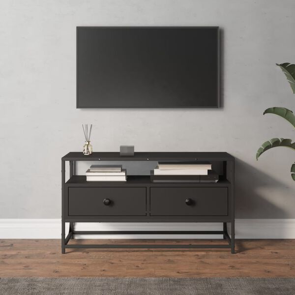 vidaXL Szafka pod TV, czarna, 80x35x45 cm, materiał drewnopochodny