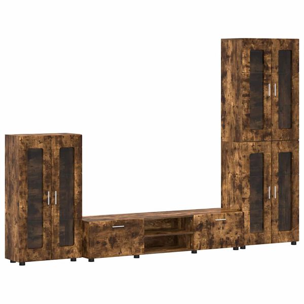 vidaXL Zestaw szafek RTV FLORIN Dąb wędzony Materiał drewnopochodny