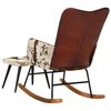 vidaXL Fotel bujany z podn&oacute;żkiem, brązowy, sk&oacute;ra naturalna