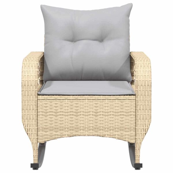 vidaXL Bujane krzesło ogrodowe z poduszkami, beżowe, polirattan