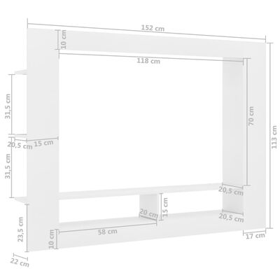vidaXL Szafka pod TV, biała, 152x22x113 cm, materiał drewnopochodny
